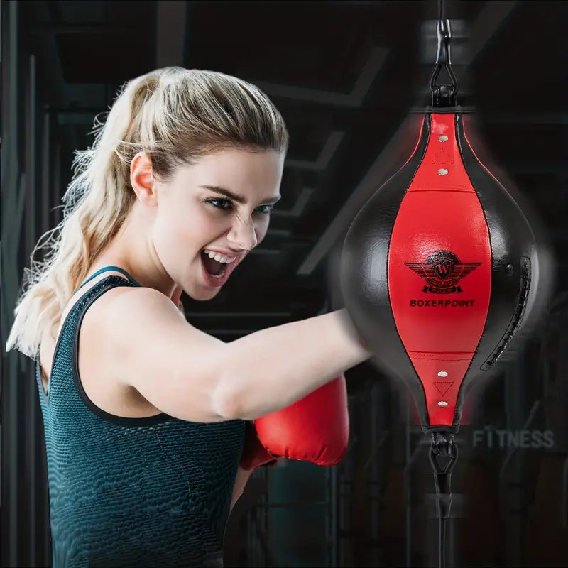NNETM Double End Bag for MMA Training - Speed, Agility, and Reaction Punching Ball(Red)-4