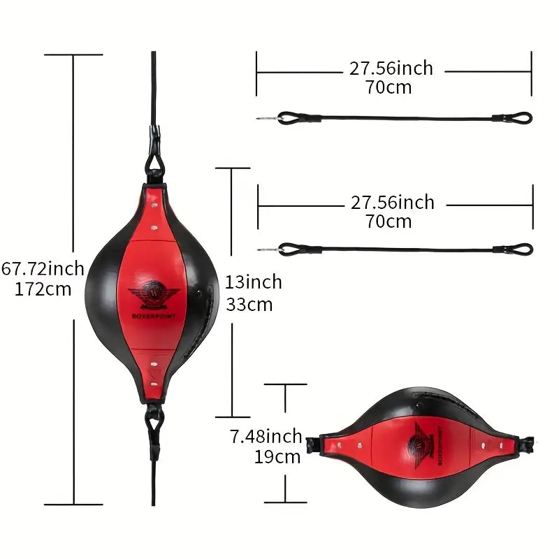 NNETM Double End Bag for MMA Training - Speed, Agility, and Reaction Punching Ball(Red)-1