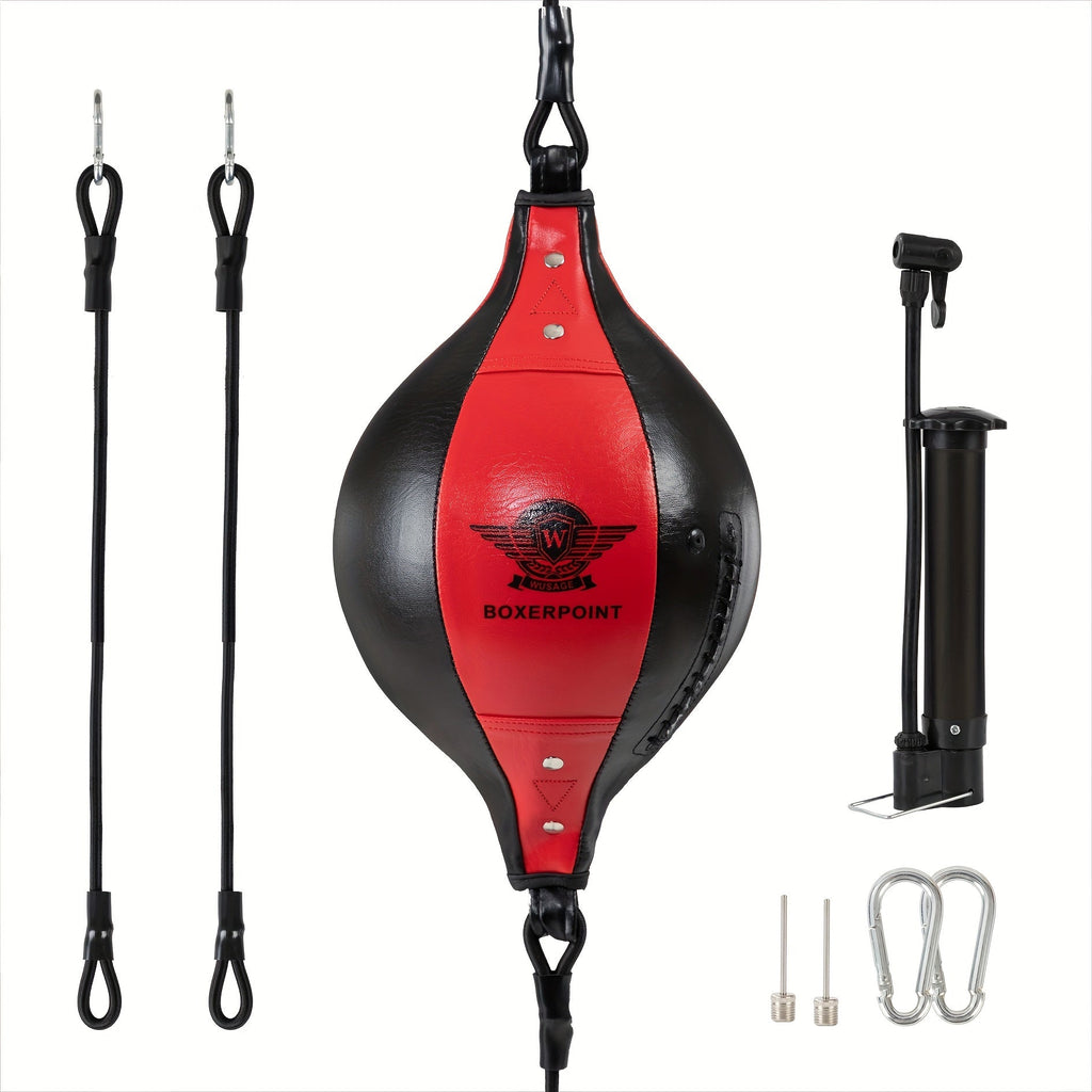 NNETM Double End Bag for MMA Training - Speed, Agility, and Reaction Punching Ball(Red)-2