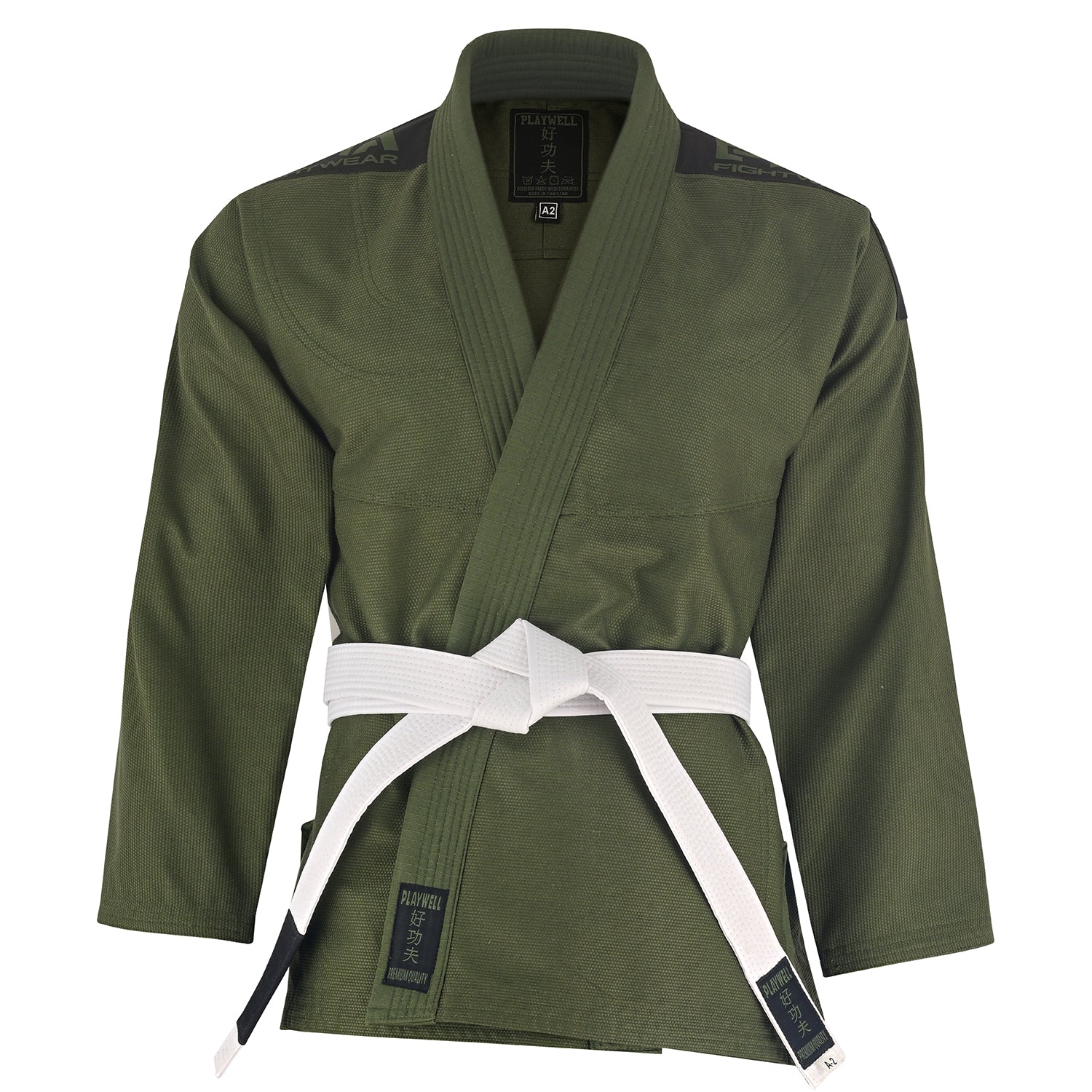 Playwell Adults Mens Pro Elite BJJ Jiu Jitsu Gi - Military Green