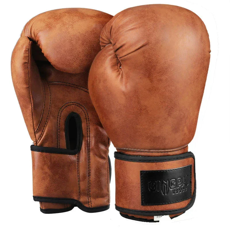 12oz Brown Leather Boxing Gloves for Sparring-0