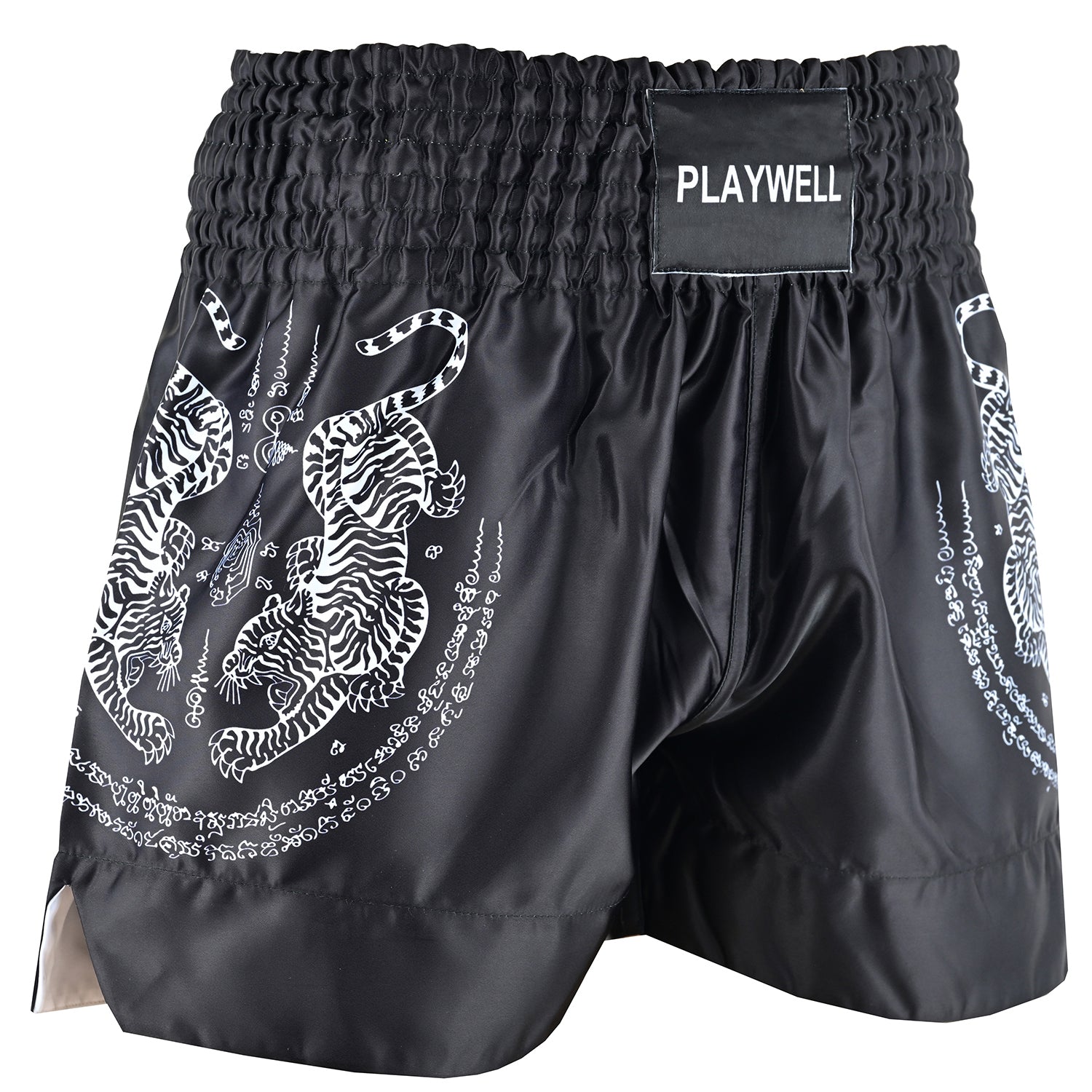 Twin Tiger Satin Muay Thai Competition Fight Shorts  - Black