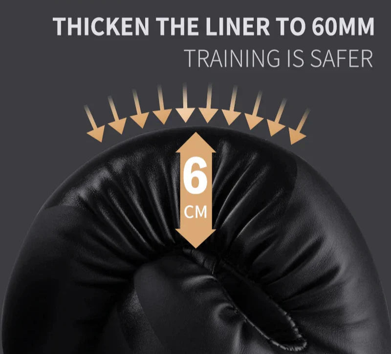 8oz PU Leather Boxing Gloves Unisex Training Gloves Black-2