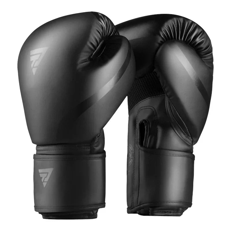 8oz PU Leather Boxing Gloves Unisex Training Gloves Black-0