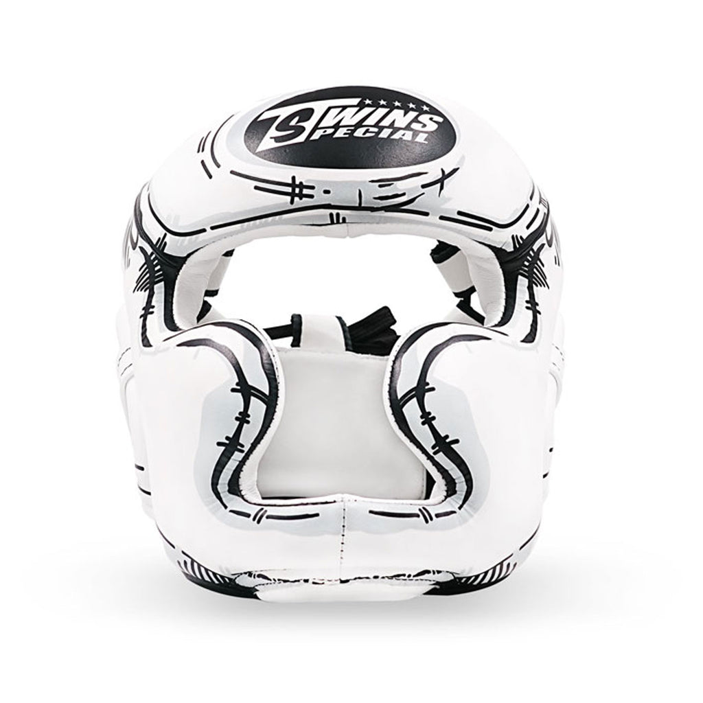 Twins HGL3 White Leather Sparring Comic Head Guard