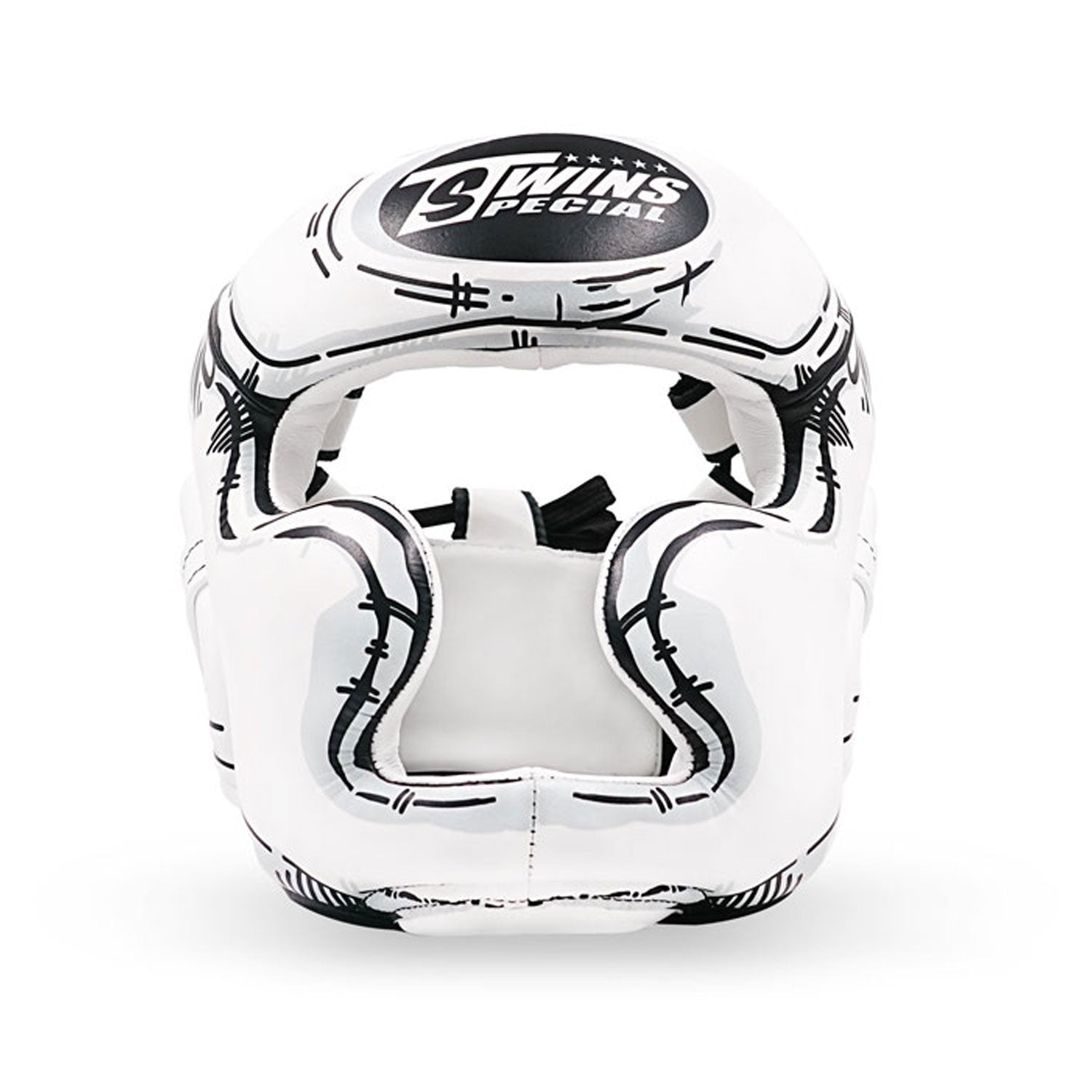 Twins HGL3 White Leather Sparring Comic Head Guard