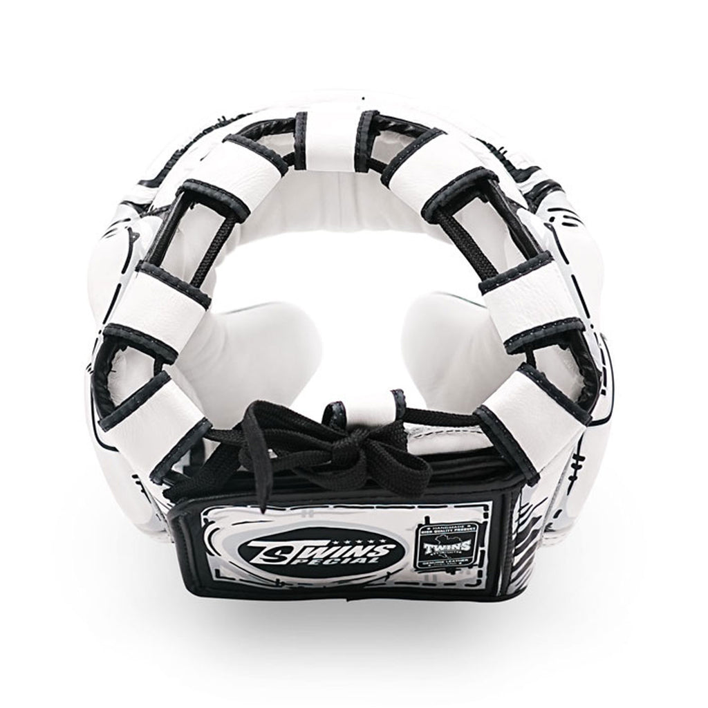 Twins HGL3 White Leather Sparring Comic Head Guard