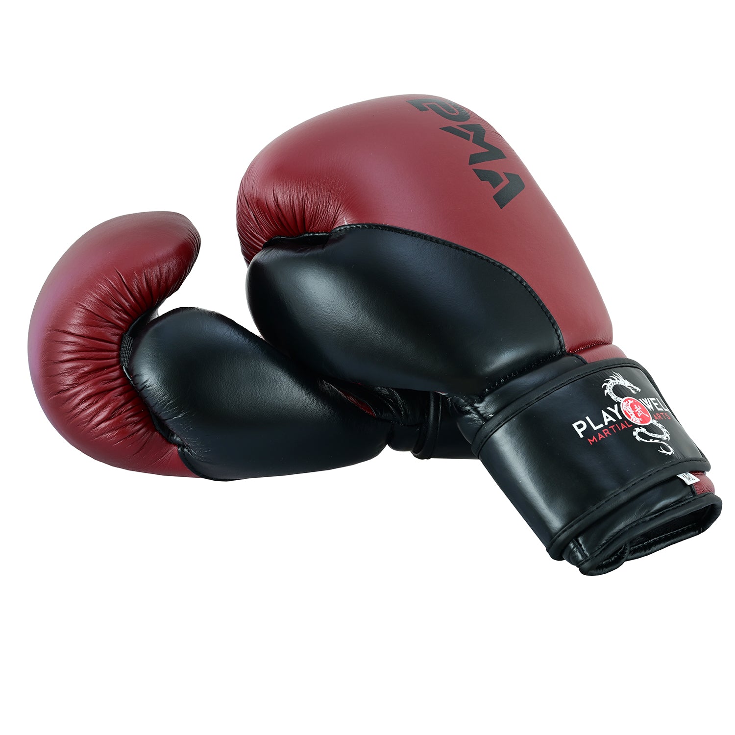 Elite Leather Two Tone Series Boxing Gloves - Maroon/Black
