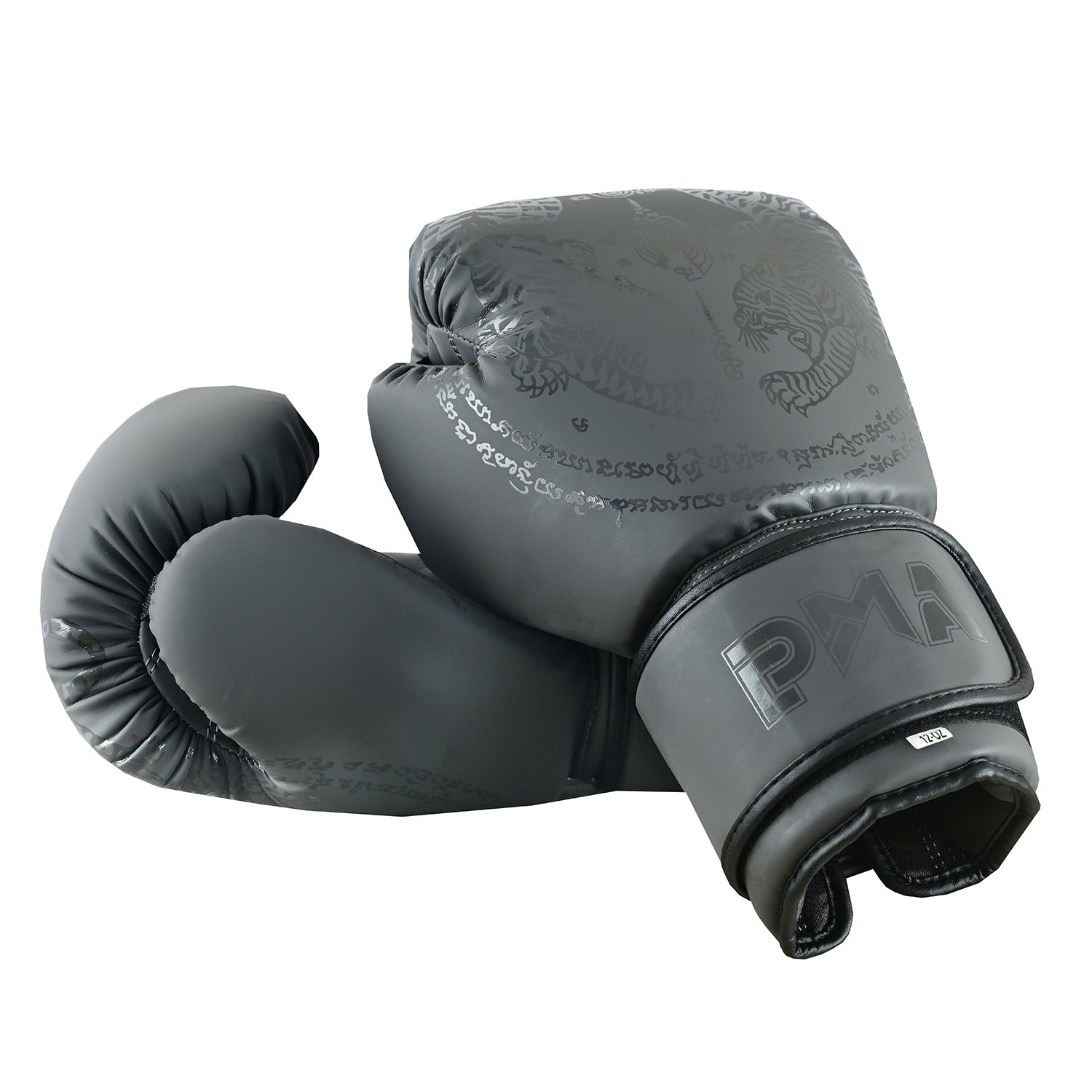 Playwell Matte "Twin Tiger" Boxing Gloves - Grey