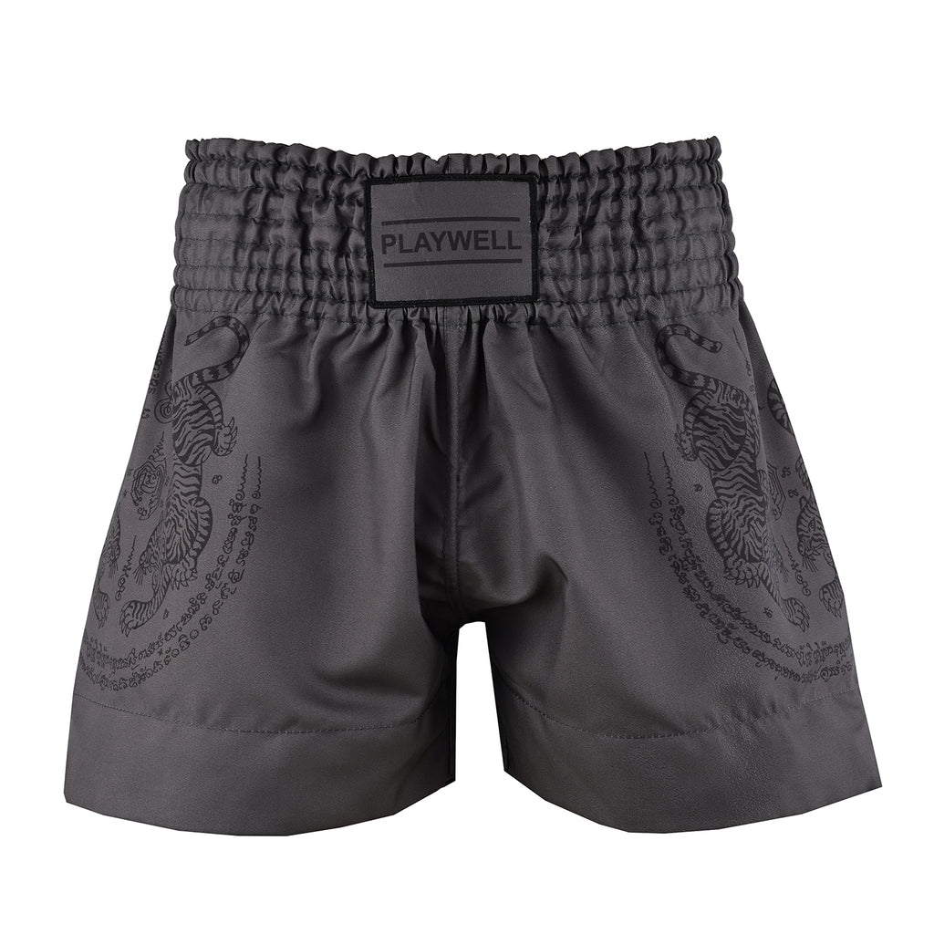 Twin Tiger Satin Muay Thai Competition Fight Shorts  - Grey