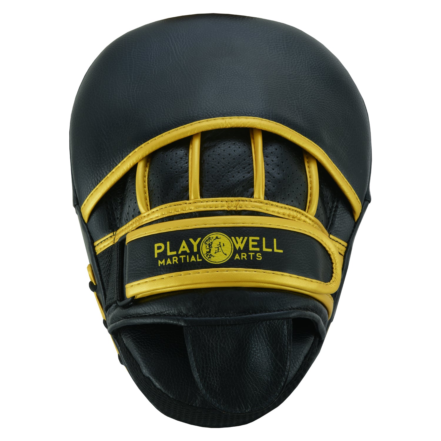 Playwell Rexine Leather Curved Target Focus Pads - Black/Gold