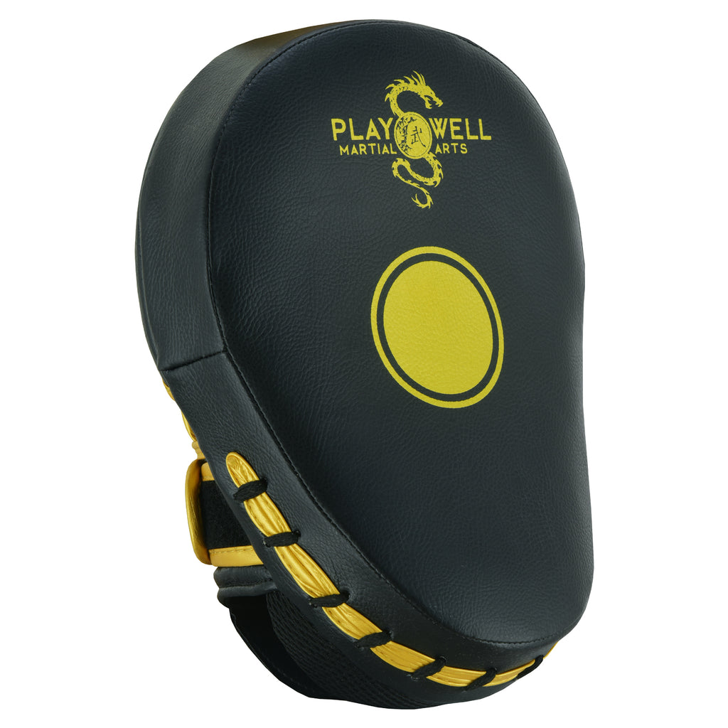 Playwell Rexine Leather Curved Target Focus Pads - Black/Gold